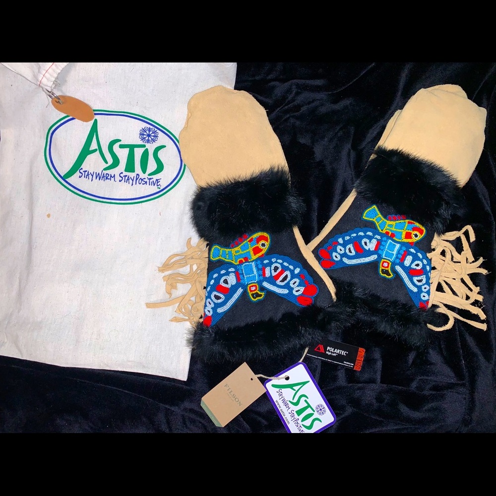 Filson x Astis Suede & Fur Mittens, NWT